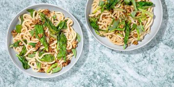 Chilled Miso Udon with Togarashi Walnuts & Gai Lan picture