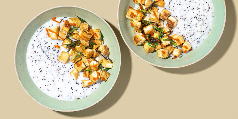 Coconut Ginger Congee with Crispy Tofu