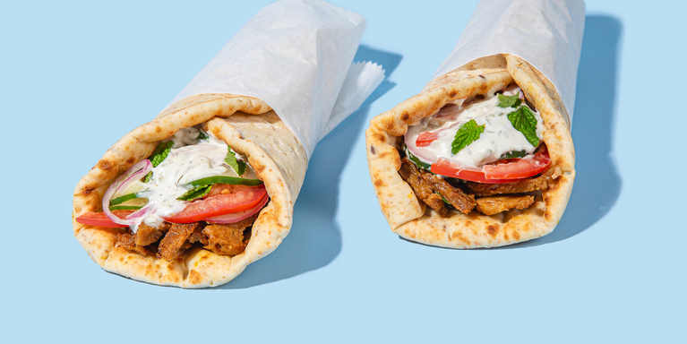 Greek Seitan Gyros with Quick Pickles & Tzatziki