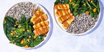Hoisin Tofu Steaks with Sticky Rice & Spinach Poppy Seed Salad picture