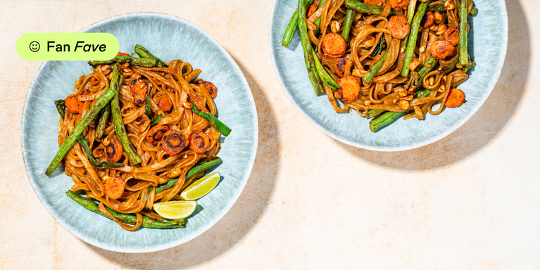 Peanut Pad Thai Noodles with Charred Green Beans & Lime