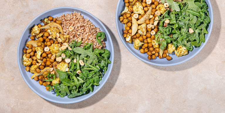 Roasted Chickpea Bowls with Pears & Whipped Tahini Dressing