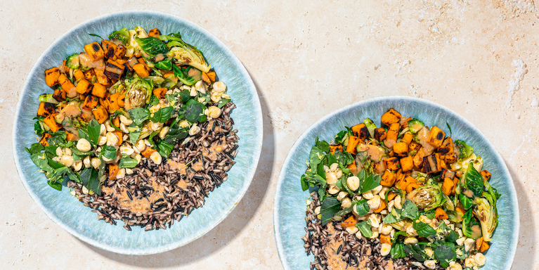Wild Rice-sweet Potato Pilaf with Peanut Sauce & Basil Hazelnut Gremolata